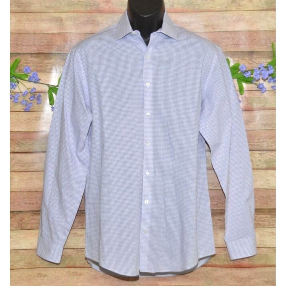 Kenneth Cole Reaction Purple Print Slim Fit Dress Shirt Size 16 34-35 L Cotton